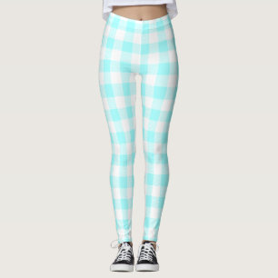Gingham Check Light Blue Leggings