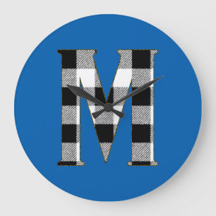 Gingham Check M Large Clock