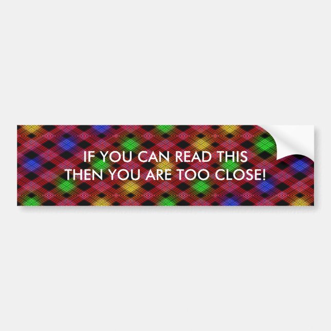 Gingham Check Multicolored Pattern Bumper Sticker (Front)