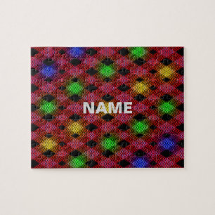 Gingham Check Multicolored Pattern Jigsaw Puzzle