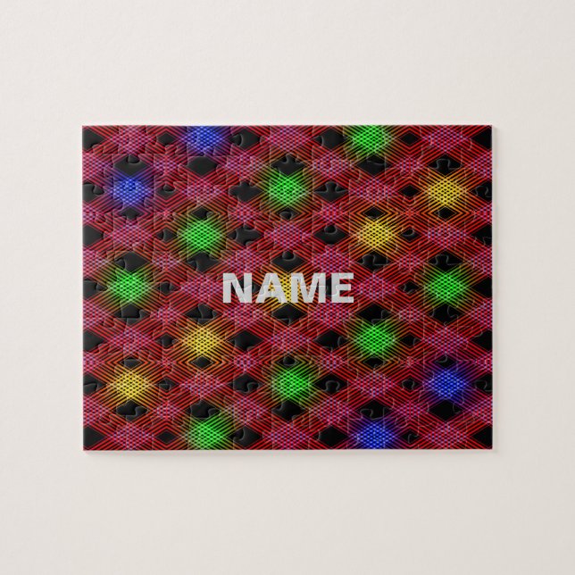 Gingham Check Multicolored Pattern Jigsaw Puzzle (Horizontal)
