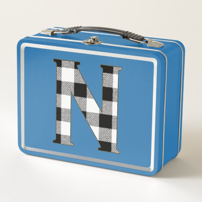 Gingham Check N Metal Lunch Box (Front)