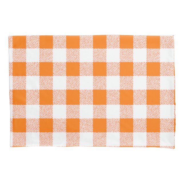 Gingham Check Orange Pillowcase (Front)