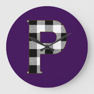 Gingham Check P Large Clock