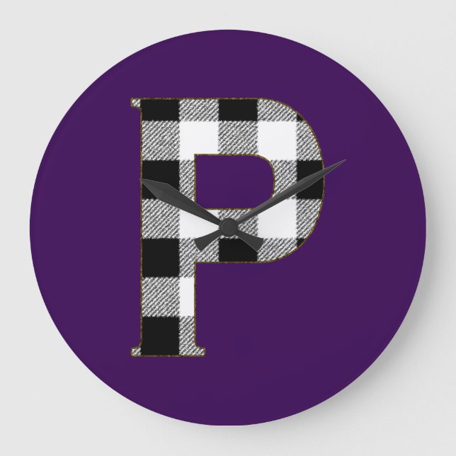 Gingham Check P Large Clock (Front)