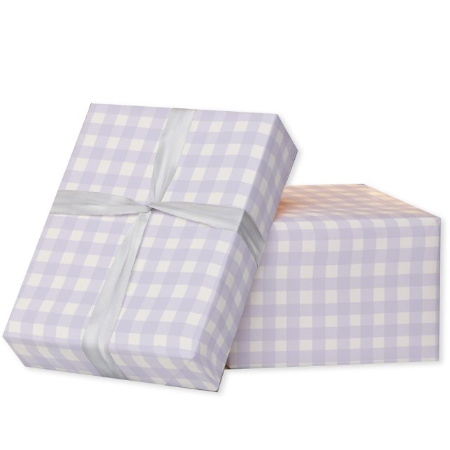 Gingham Check Pastel Lilac Purple Cream Wrapping Paper (Pastel lilac purple gingham check gift wrapping paper roll)
