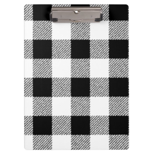 Gingham check pattern black and white clipboard (Front)