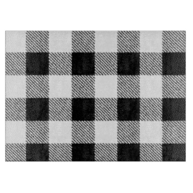 Gingham check pattern black and white cutting board (Front)