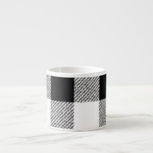 Gingham check pattern black and white espresso cup