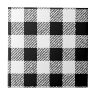 Gingham check pattern black and white tile