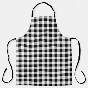 Gingham Check Pattern Black Apron