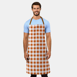 Gingham Check Pattern Brown Apron