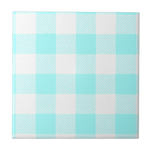 Gingham Check Pattern (light blue) Ceramic Tile