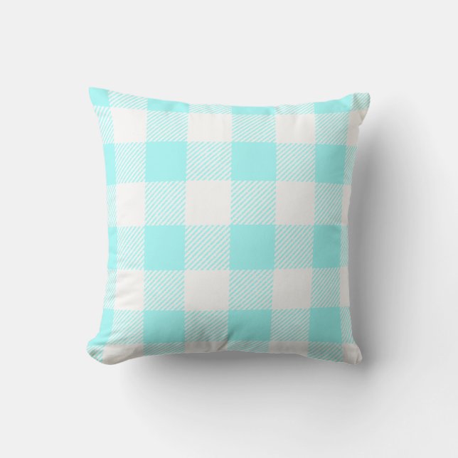 Gingham Check Pattern (light blue) Cushion (Front)