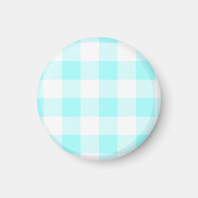 Gingham Check Pattern (light blue) Magnet (Front)