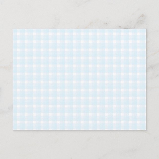 Gingham check pattern. Pale Blue and White. Postcard (Front)