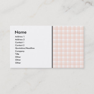 Gingham check pattern. Peach pink and white. Business Card