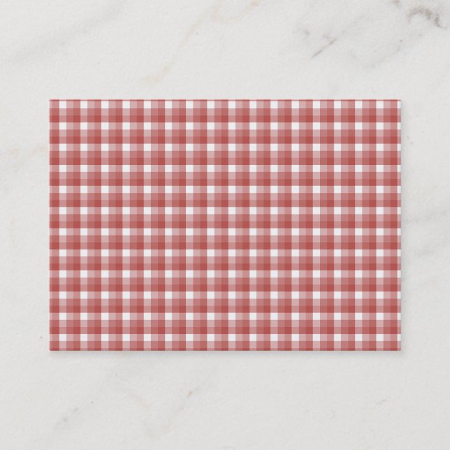 Gingham check pattern. Red and White. Business Card (Front)