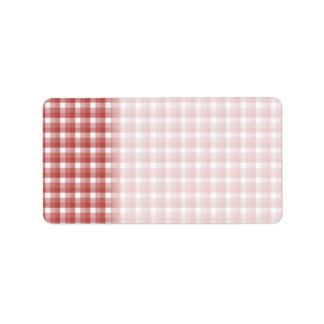 Gingham check pattern. Red and White. Label