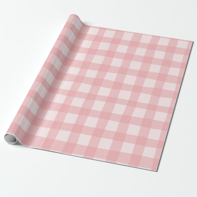 Gingham Check Pattern with White Speckles Wrapping Paper (Unrolled)