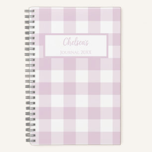 Gingham Check Pink Personalized Journal Notebook