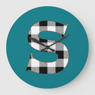 Gingham Check S Large Clock