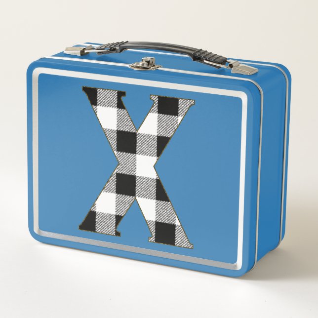 Gingham Check X Metal Lunch Box (Front)