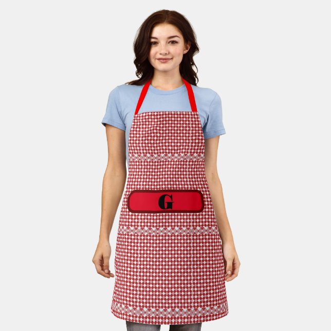 Gingham Checked Customise Apron (Worn)