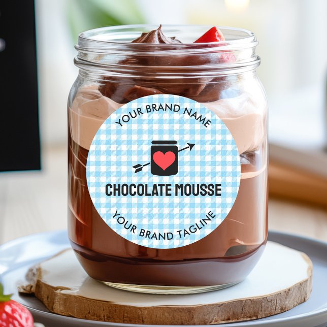 Gingham Checks Blue Pattern Jar Label for Business (Gingham Checks Blue Pattern Jar Label for Business)