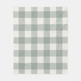 Gingham checks plaid light sage green fleece blanket