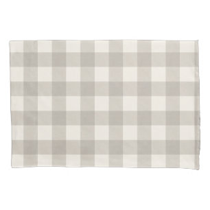Gingham checks plaid neutral beige pillowcase