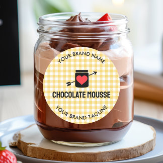 Gingham Checks Yellow Pattern Jar Label Business