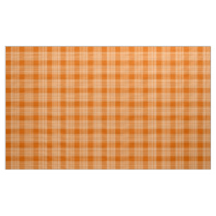 Gingham Chequered Burnt Orange and White Fabric