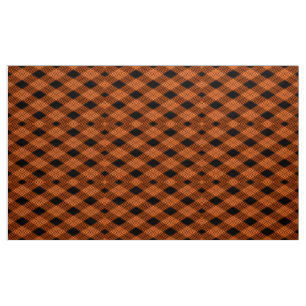 Gingham Chequered Burnt Orange Black Fabric
