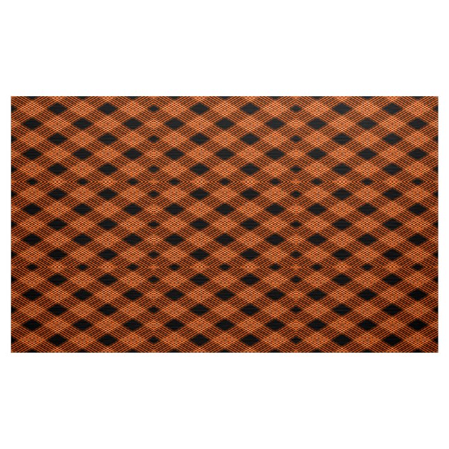Gingham Chequered Burnt Orange Black Fabric (Yard)