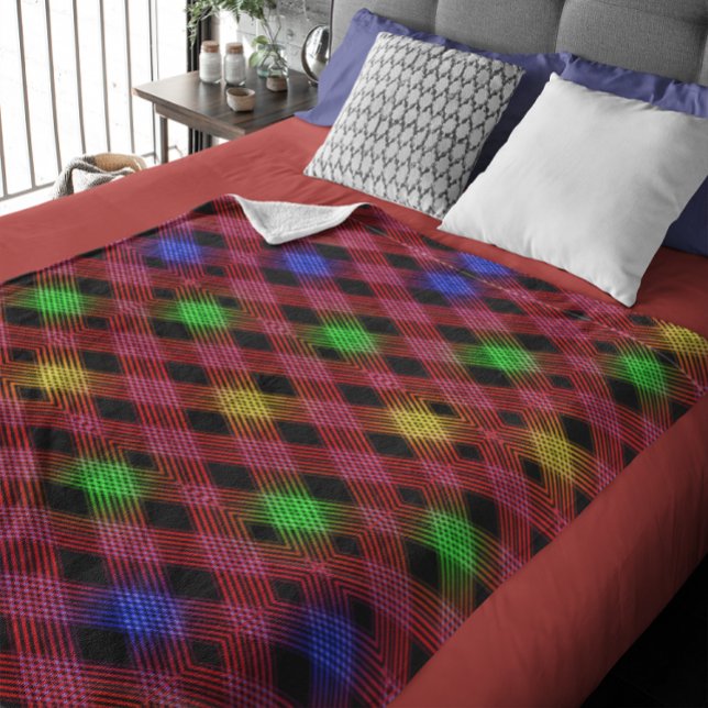 Gingham Chequered Multicolored Fleece Blanket (Gingham Checkered Multicolored Fleece Blanket)