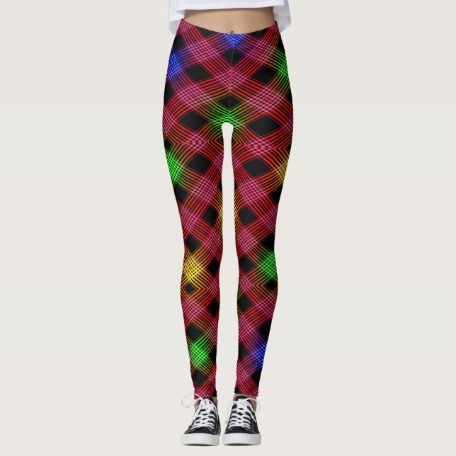 Gingham Chequered Multicolored Leggings (Front)