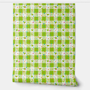 Gingham Chequered Pattern Hearts Seamless Plaids Wallpaper