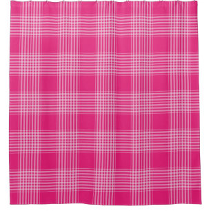 Gingham Chequered Pink and White Shower Curtain