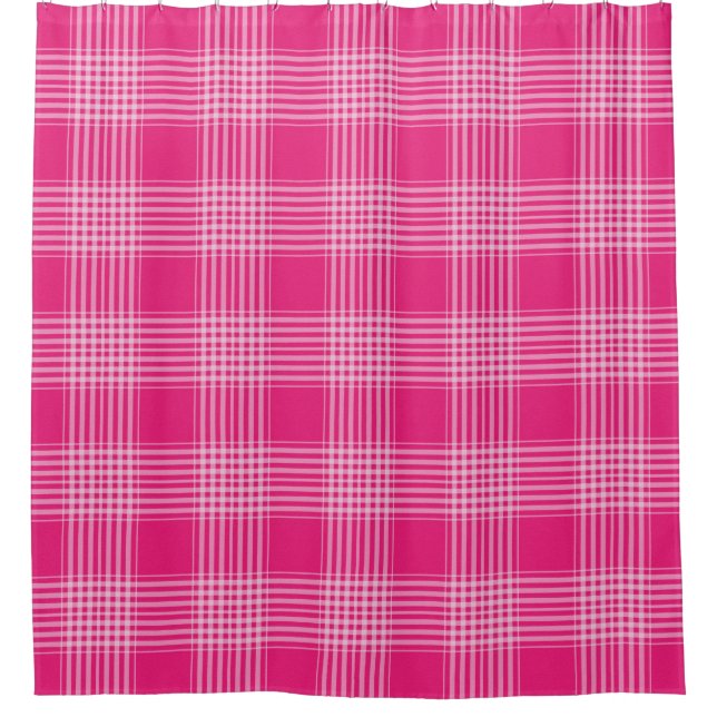 Gingham Chequered Pink and White Shower Curtain (Front)