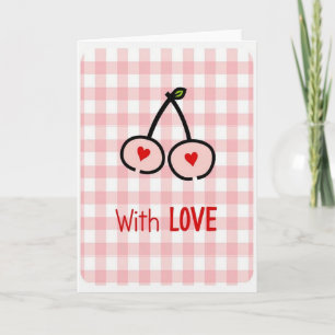 Gingham Cherry Love Card