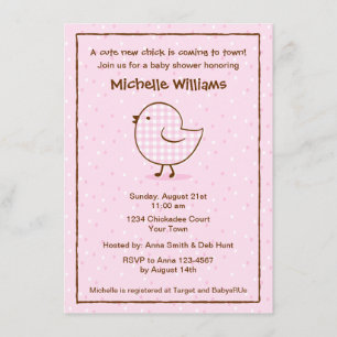 Gingham Chick Baby Shower Invitation