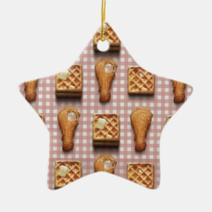 gingham chicken waffles ceramic tree decoration