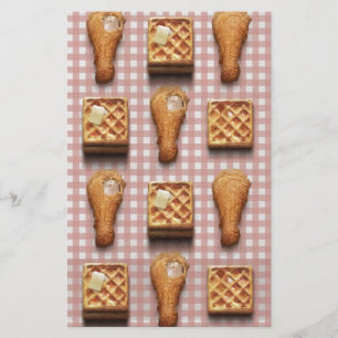 gingham chicken waffles stationery