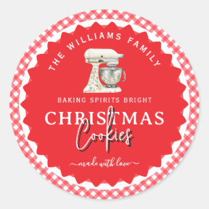 Gingham Christmas Cookies Baked Goods Label
