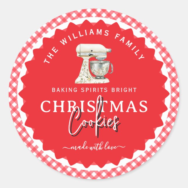 Gingham Christmas Cookies Baked Goods Label (Front)