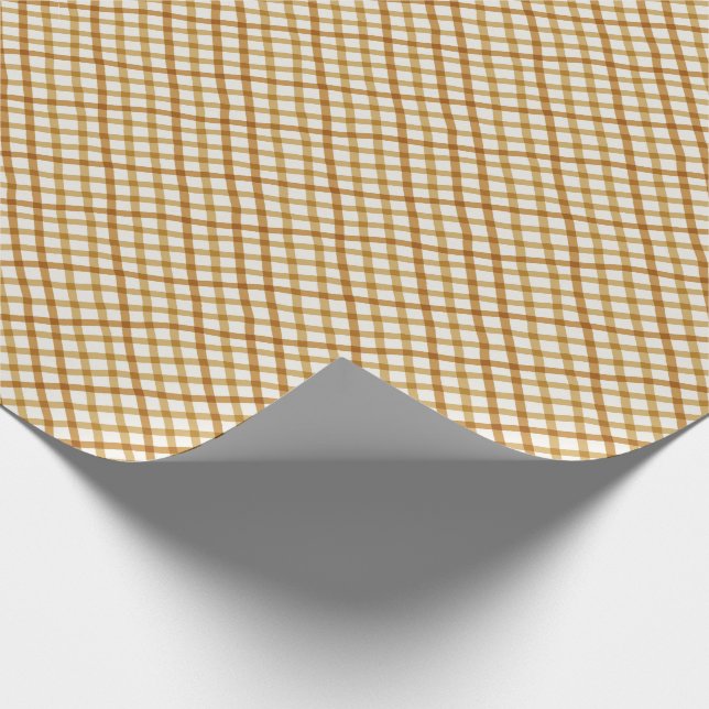 Gingham Christmas Wrapping Paper in Gold (Corner)