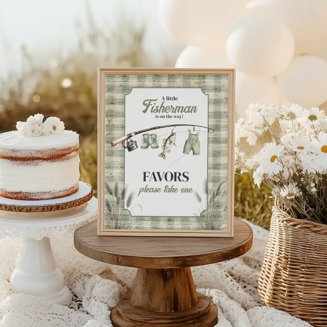 Gingham Clothesline Fishing Baby Shower Favour Poster (Creator Uploaded)