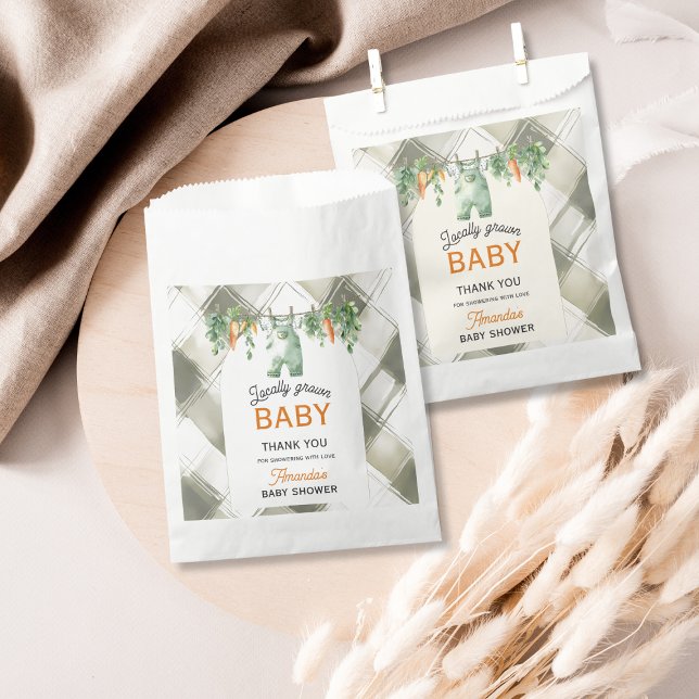Gingham Clothesline Locally Grown Baby Shower Favour Bag (Creator Uploaded)