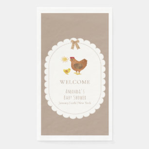 Gingham Cottagecore Hen Chick Baby Shower Welcome Napkin
